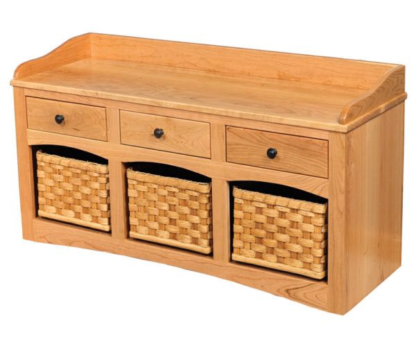 Mission Bench With Baskets and Drawers