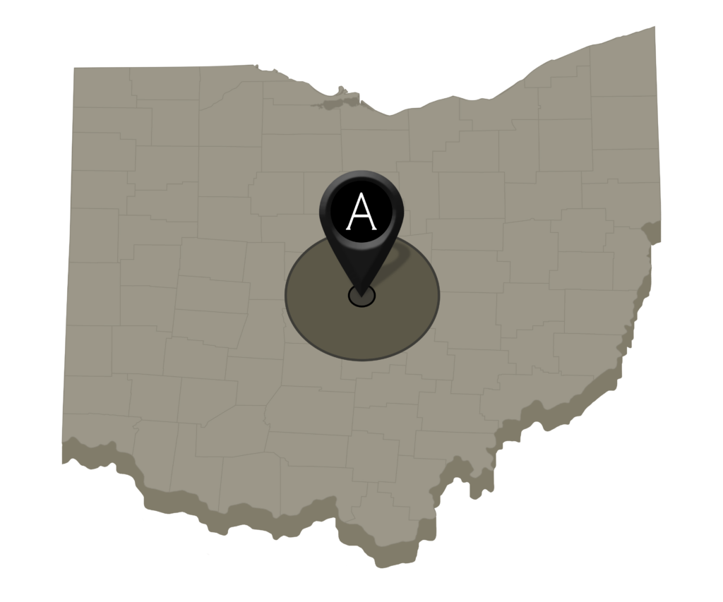 Ohio graphic with GPS pin