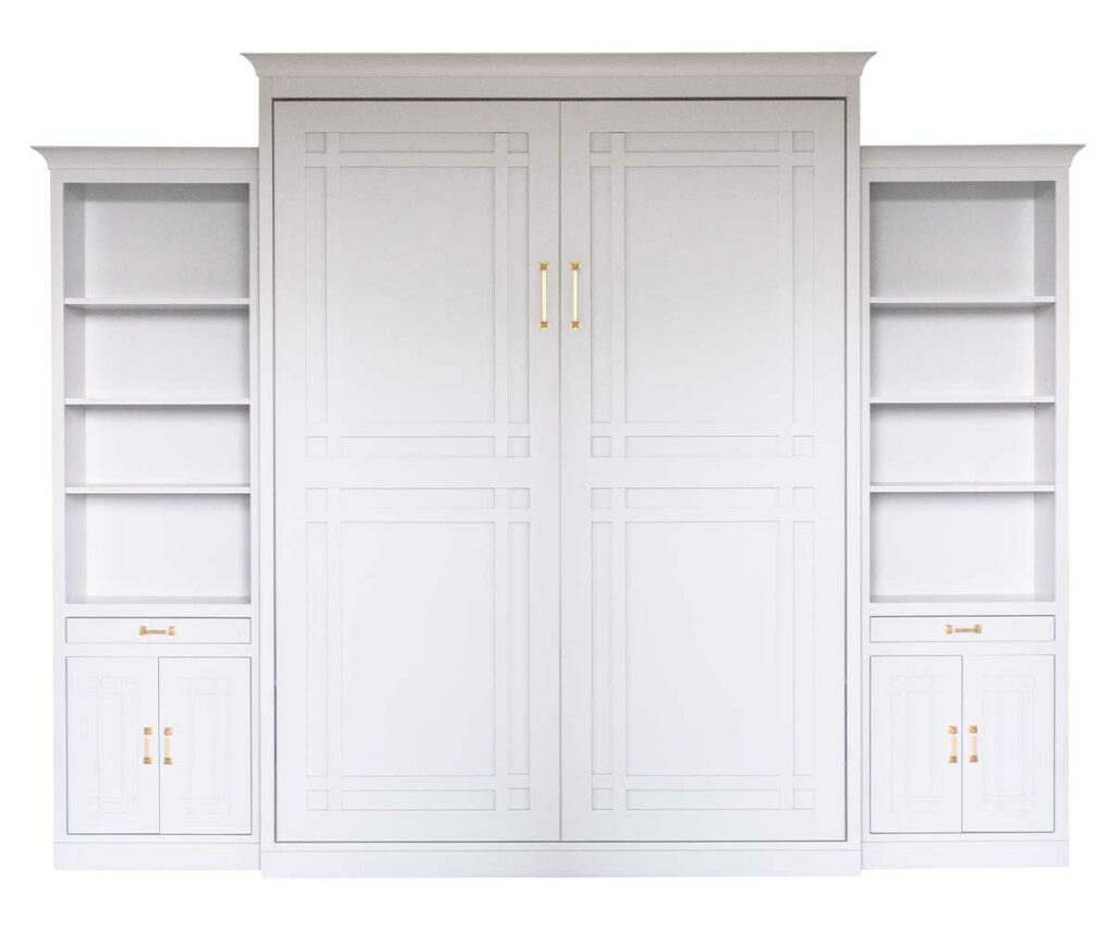 White wood murphy bed, folded away