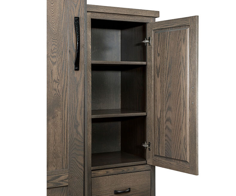 Section of a murphy bed, showing off the storage features