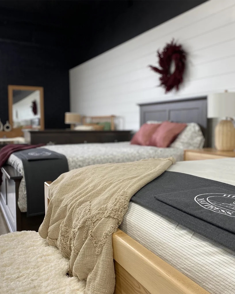 Handcrafted pieces in showroom corner