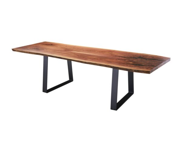 Walnut Bookmatch Dining Table - Metro Base