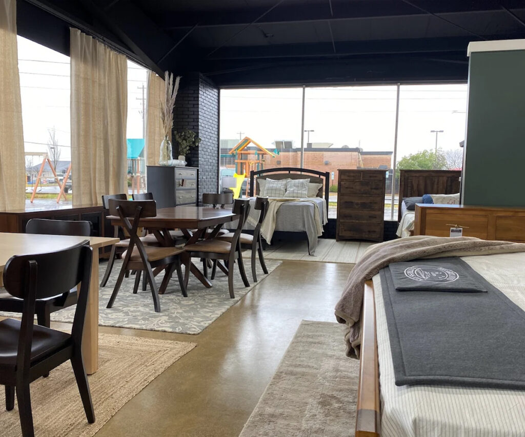 Showroom featuring quality furniture in solid wood dining and bedroom sets