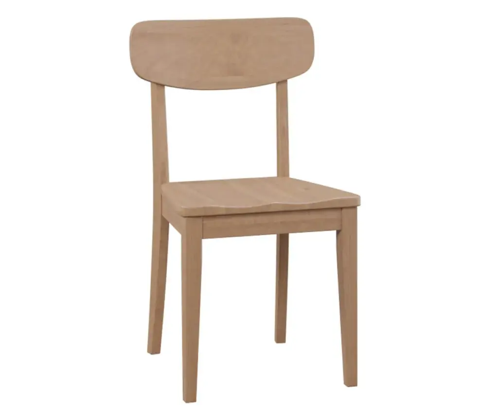 Light wood dining chair with a rounded back and clean modern design